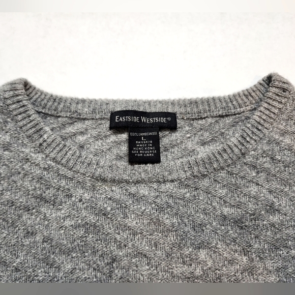 Vintage 100% Lambswool Diagonal Knit Sweater Eastside Westside - Picture 4 of 6